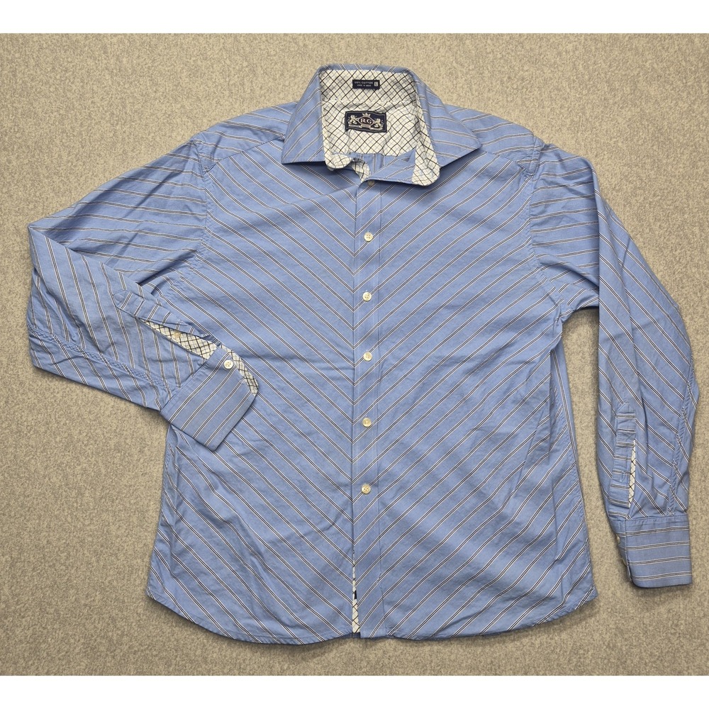Robert Graham Shirt Mens Large Blue Red Striped Long Sleeve Button Down Cotton